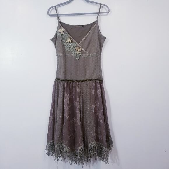 John Fashion Linen Blend Fairy Floral Dress Crochet Knit - Picture 1 of 13